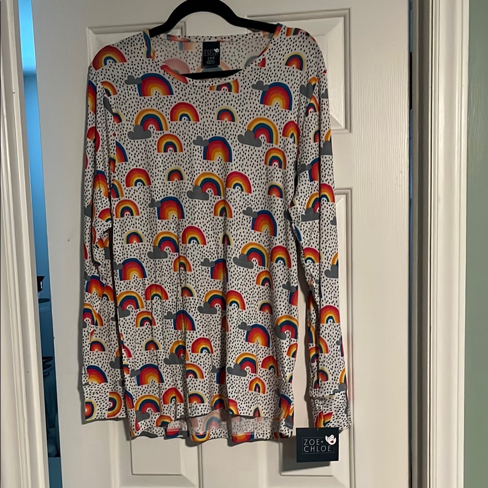 Zoe + Chloe Rainbow Print Long Sleeve Top